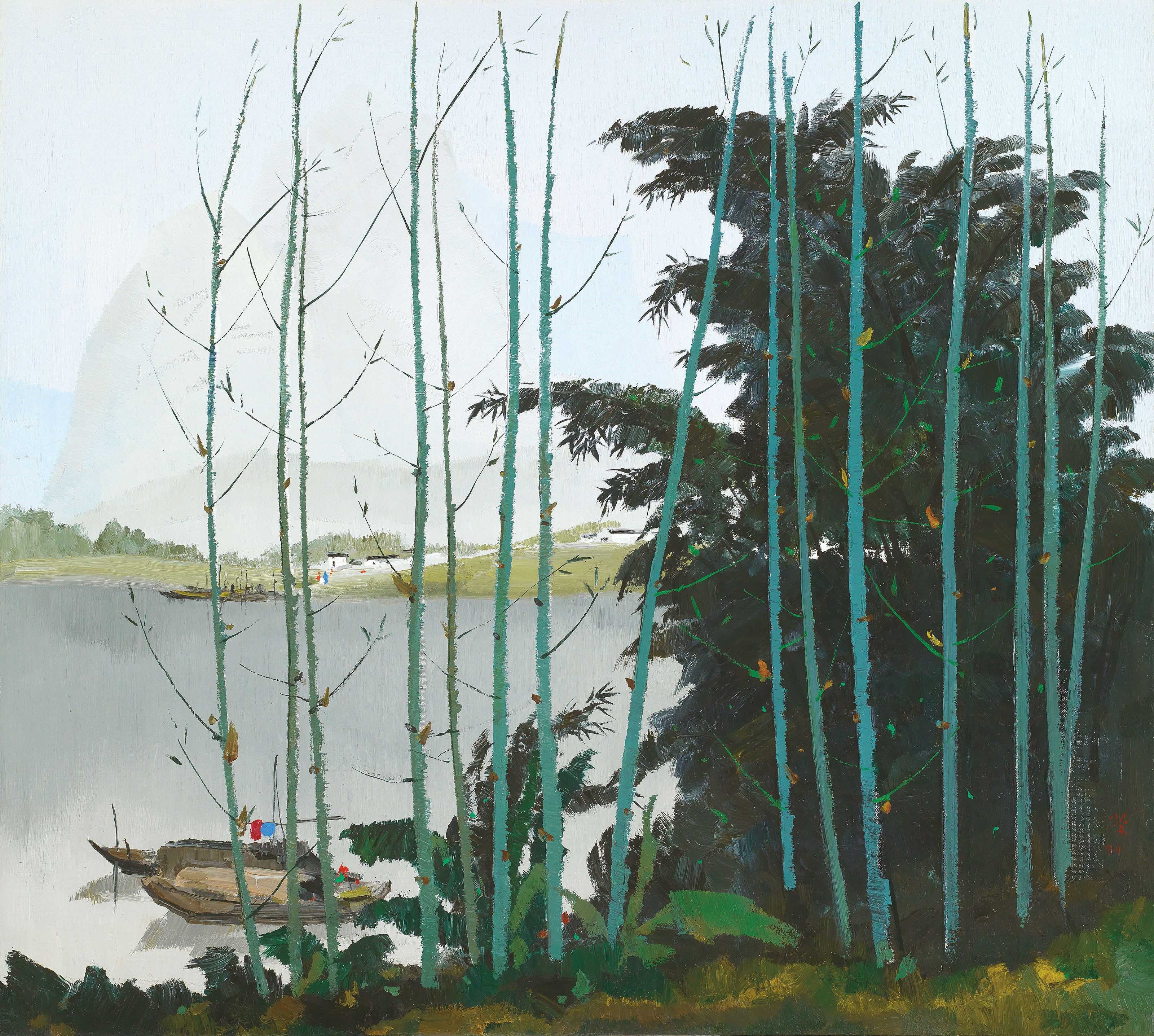 吴冠中（中国，1919-2010），《漓江新篁》，1994年作。90 x 100公分_