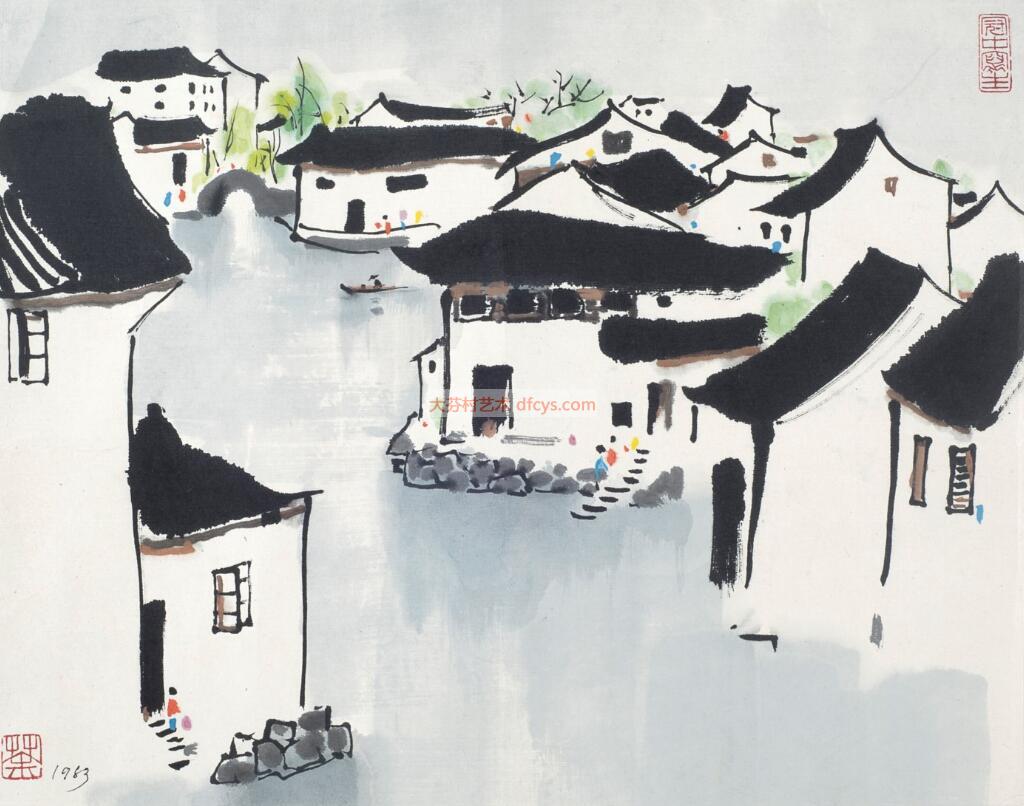 吴冠中作品新手江南水乡油画定制大芬村_吴冠中油画作品欣赏_中国著名