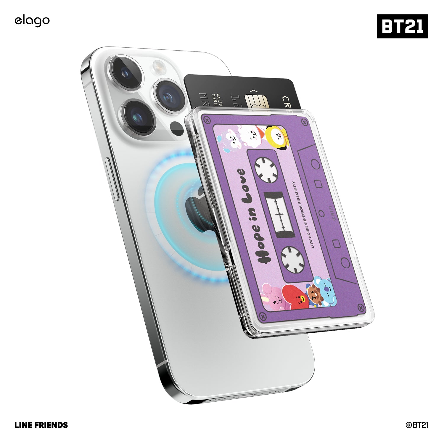 BT21 | elago Hope in Love MagSafe Card Wallet for all MagSafe phones
