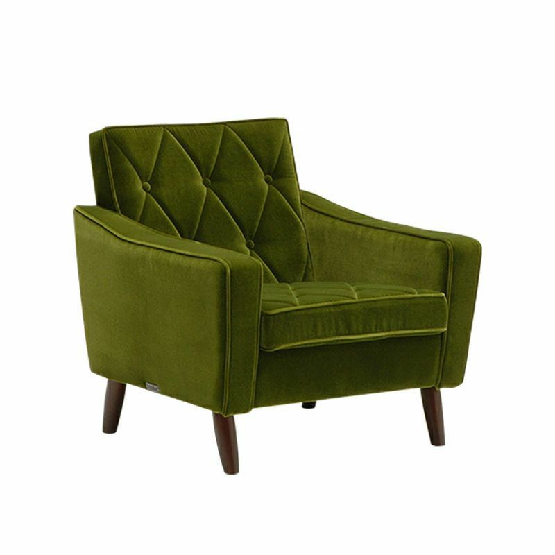 カリモク60 ロビーチェア1シーターモケットグリーン（ダーク