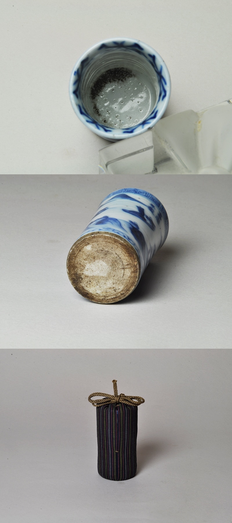 古染付 福寿文筒 茶巾筒 香立 一輪挿し 本物保証 古美術 肥後 - 染付 茶巾筒 | 古美術品専門サイト fufufufu.com