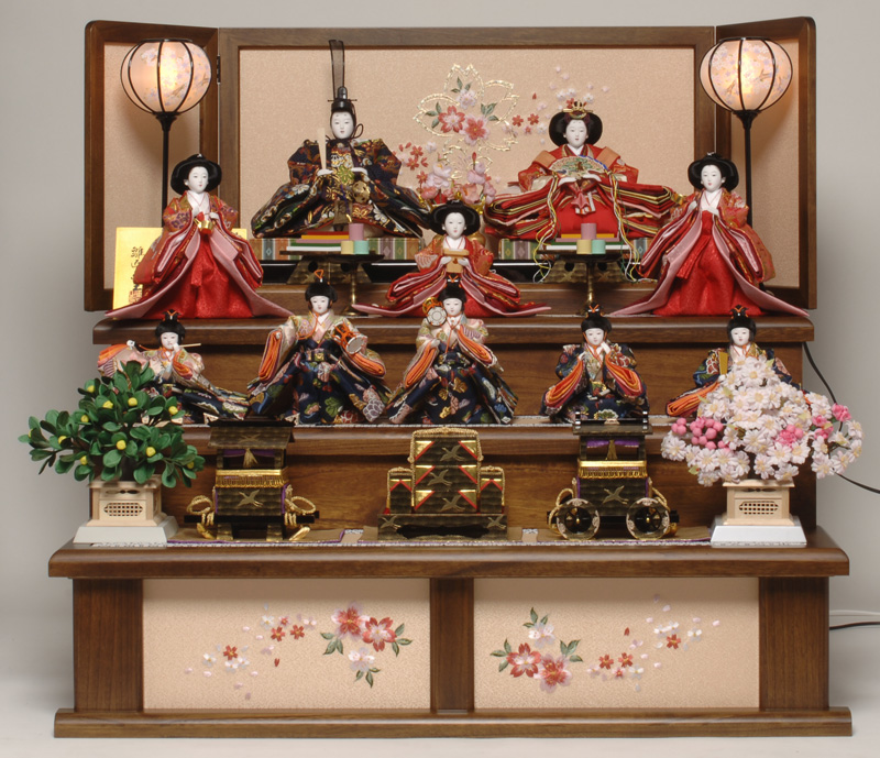 雛人形「三段飾り」：十番親王三五官女・五人囃子揃：王朝の華：東玉