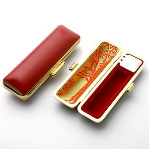 牛革高級 印鑑ケース（赤/朱竹）｜印鑑・はんこ・実印のハンコヤドットコム