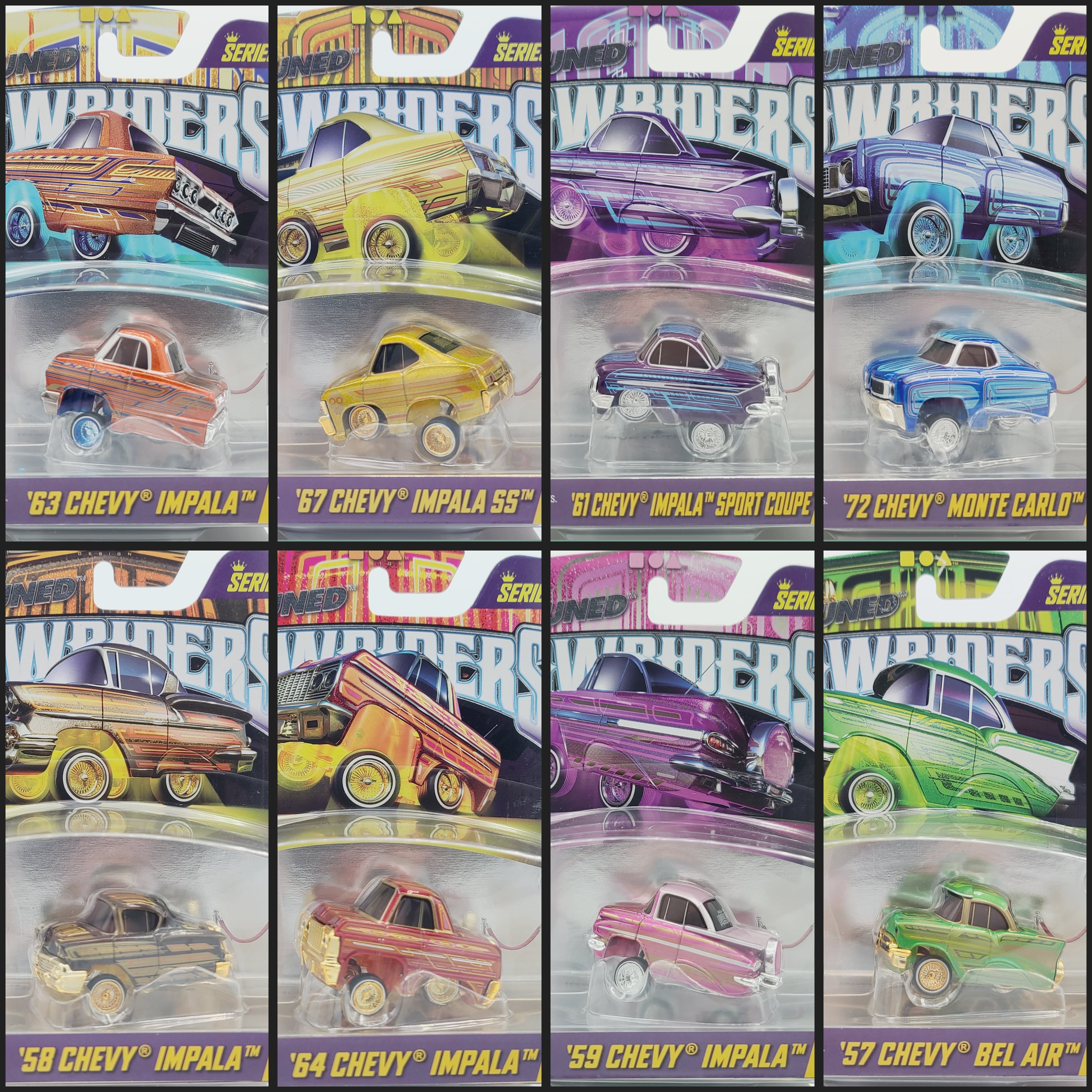 MGA Car Tuned - Lowriders Show Glow Series 1 - Full Set (8 Cars)