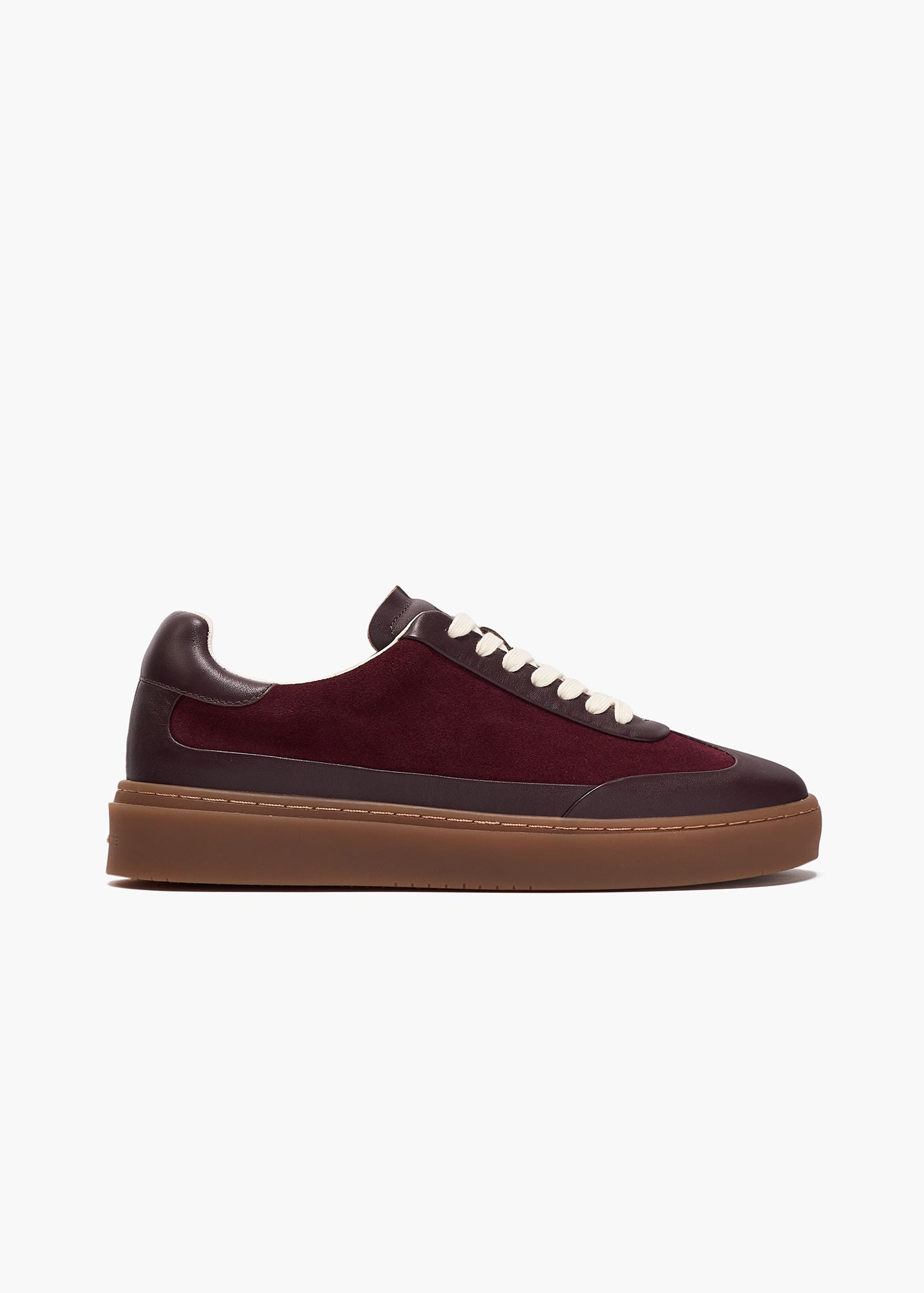 Dara Men Burgundy Bordeaux Leather-Trimmed Suede Trainers – Hidden