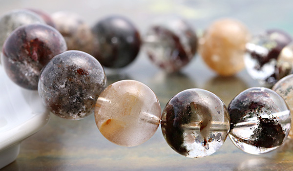 一点もの】大玉ブレス（ミックスガーデンクォーツ）13～14mm-004