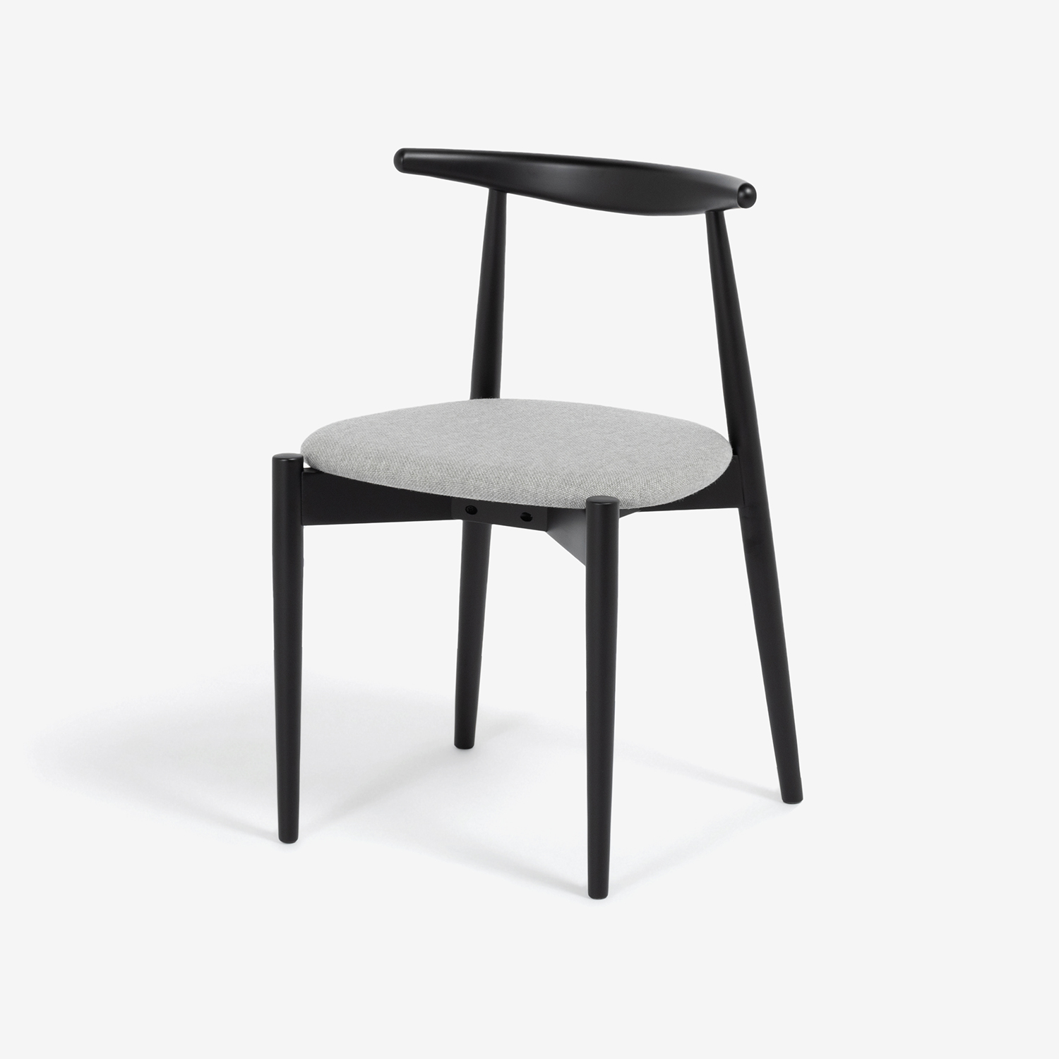 秋田木工 ダイニングチェア「No.0808」ブナ材 艶消しブラック色 布#A