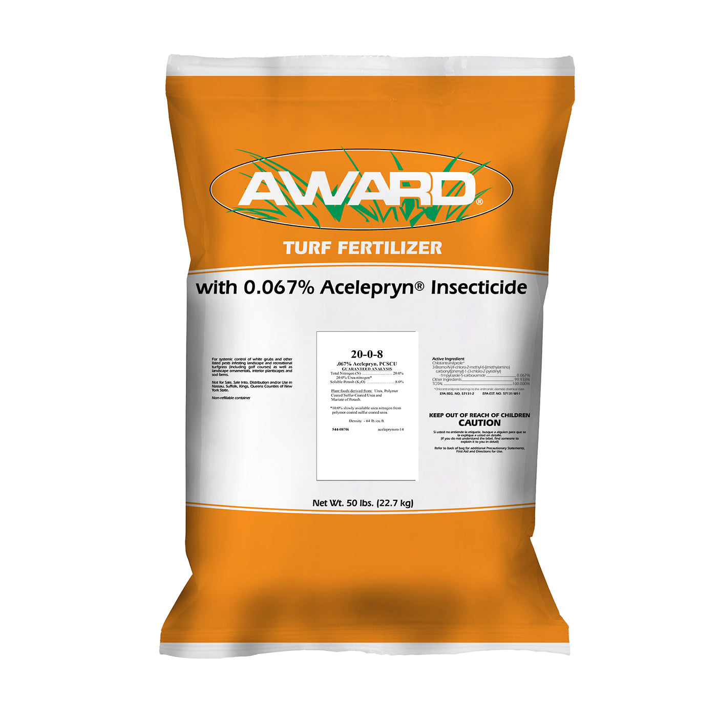 20-0-8 Acelepryn Fertilizer: Grub Control & Turf Nutrition 50 lbs