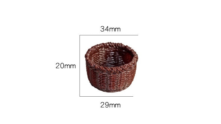 D073 Mini Woven Look Basket Miniature 1/12 Scale For Dollhouse
