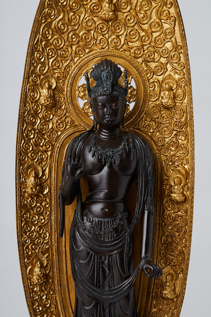 月光菩薩・観音図 】肉筆大型仏画額109×92cm日本画