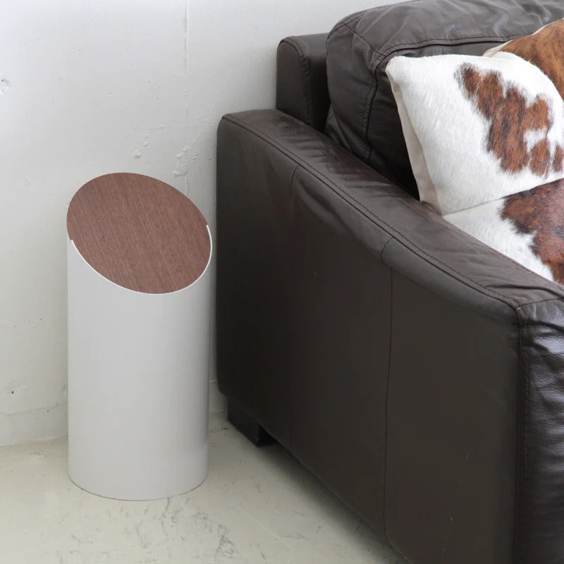 MOHEIM SWING BIN M ホワイト×ウォールナット｜ふた付きゴミ箱 8L