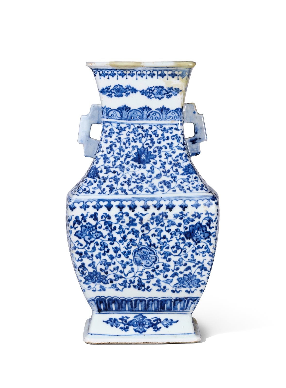 清乾隆青花缠枝花卉纹双耳方瓶- 专场详情- 北京中汉拍卖有限公司