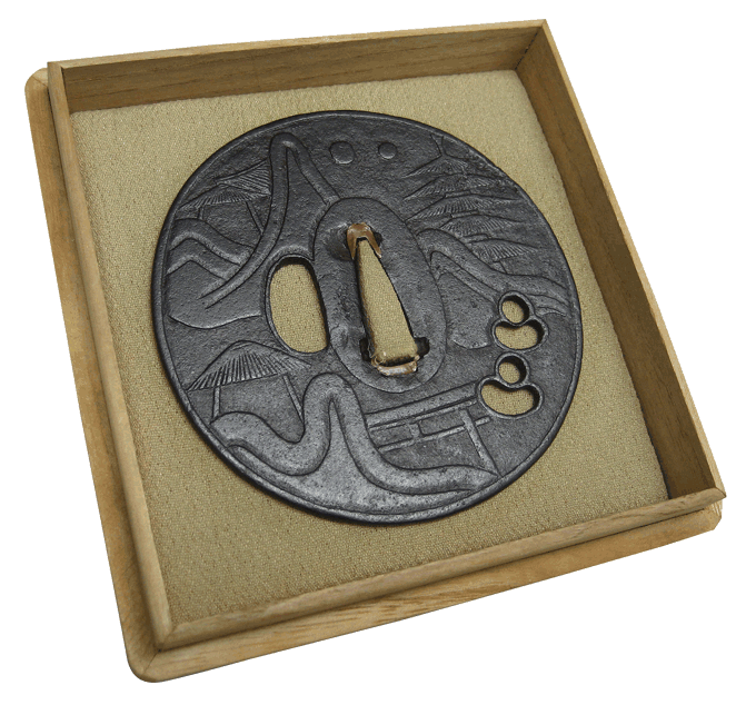 B-21 鍔 源氏香透鐔 鑑定書有り 無銘 梅忠 武具 刀装具 美術品 工芸品