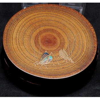 欅枝木香合 摺漆 鈴虫蒔絵【販売】-茶道具は京都しみず孔昌堂