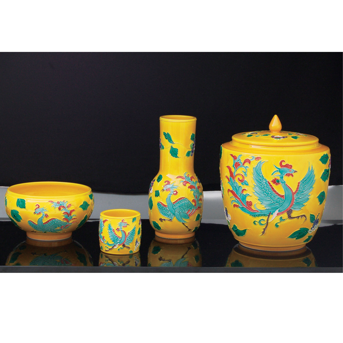 皆具 黄交趾 鳳凰 宝相華紋【販売】-茶道具は京都しみず孔昌堂