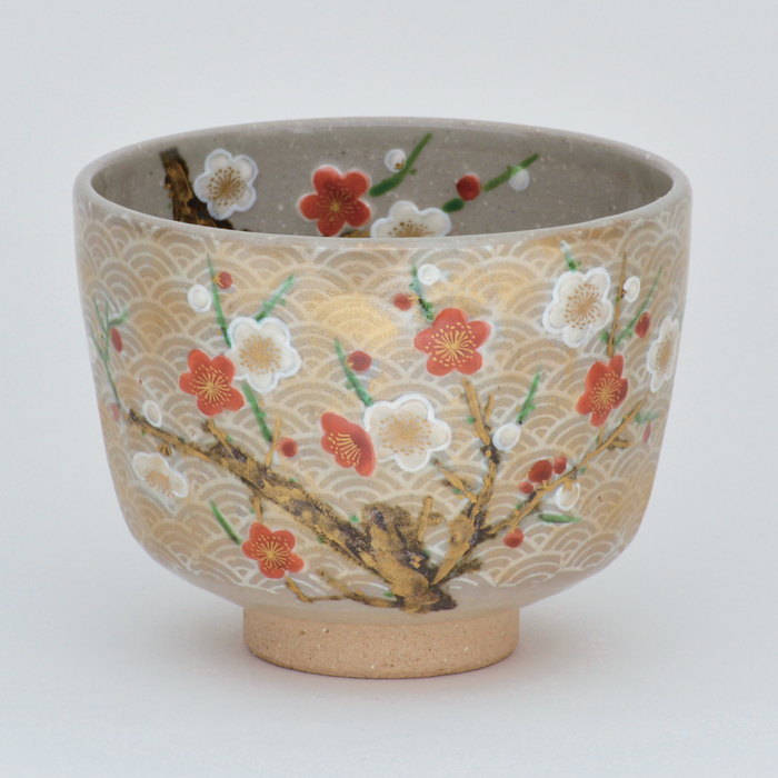 茶碗 乾山 波文紅白梅【販売】-茶道具は京都しみず孔昌堂
