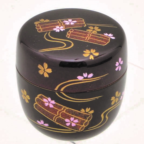 溜塗中棗 花筏蒔絵【販売】-茶道具は京都しみず孔昌堂