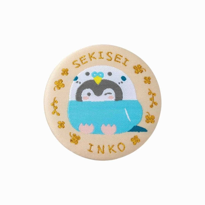 コウペンちゃん セキセイインコ青ちゃんなジャガード織缶バッジ