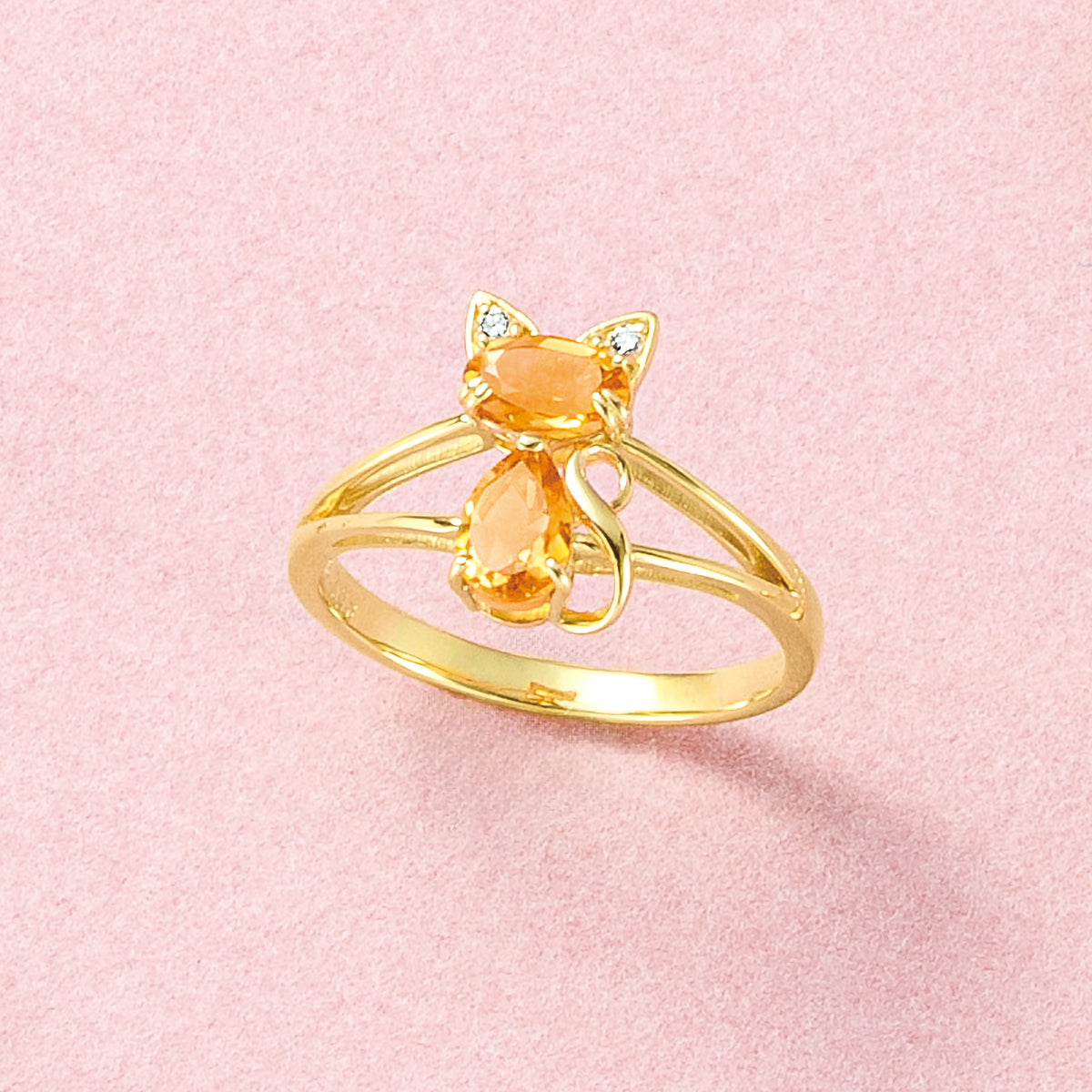シトリン K18リング(ネコモチーフ/11月誕生石)《25C70110》 | 京セラ
