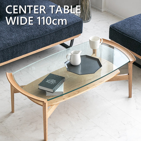 lushroom センターテーブル ガラステーブル オーバル型 ナチュラル