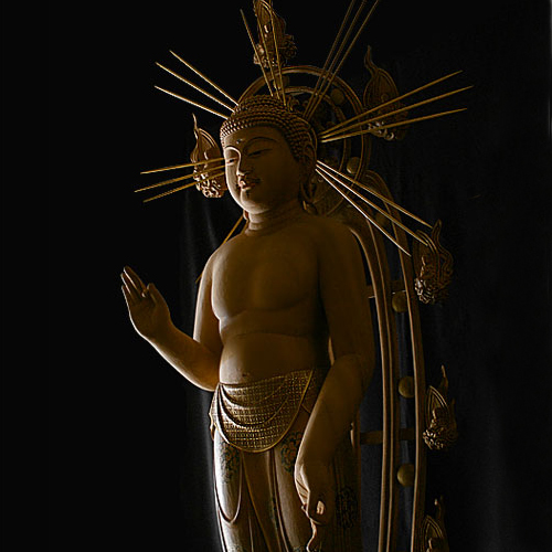 楠材彩色截金仕上げ 裸形阿弥陀如来像/仏像/仏像販売・通販|水戸岡仏像