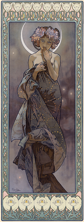 ミュシャを楽しむために：四つの星,宵の明星,月,暁の明星,北極星