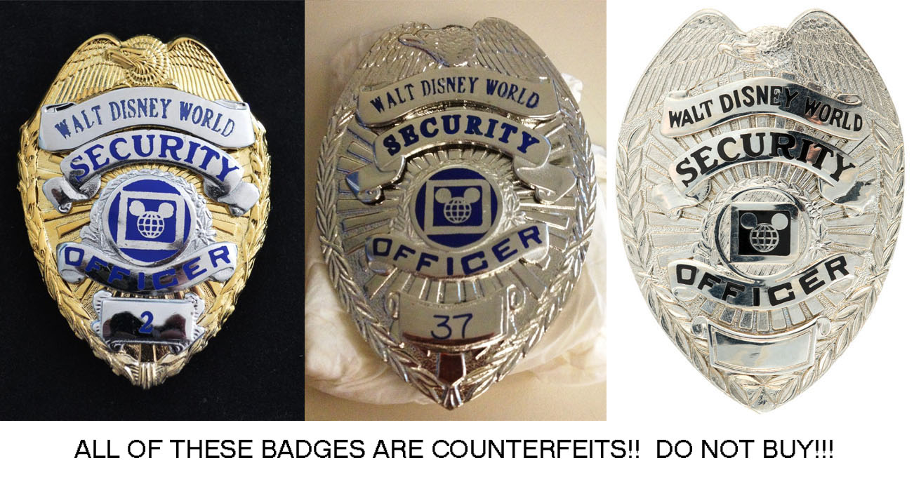 AUTHENTICITY - Walt Disney World Security Officer badges: real vs
