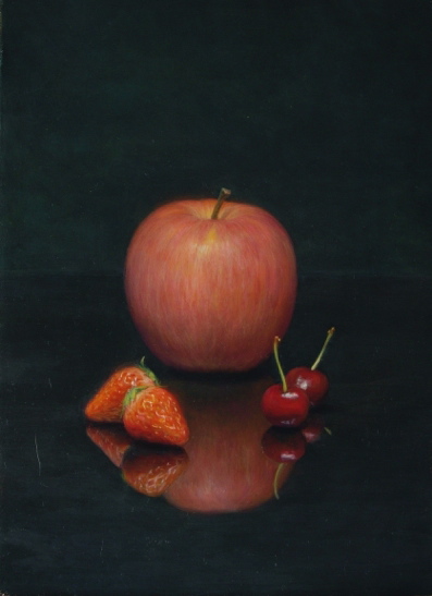 紅い実 F4号 ｜ 【福井欧夏 公式HP】 写実絵画|リアリズム絵画|人物画