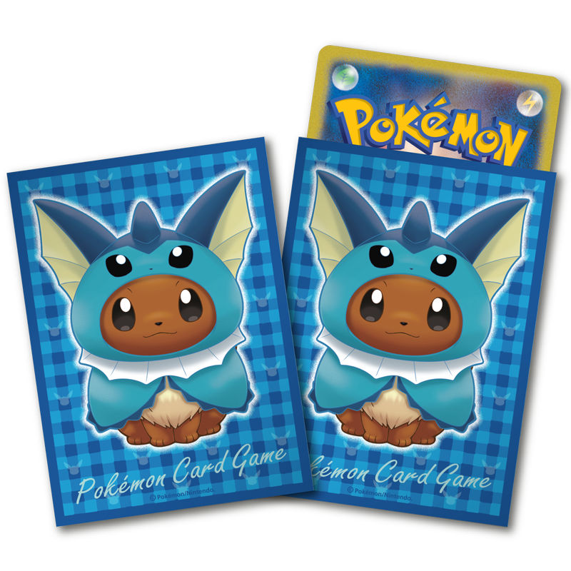 進化形のポケモンたちのポンチョを着たイーブイのデッキシールドが