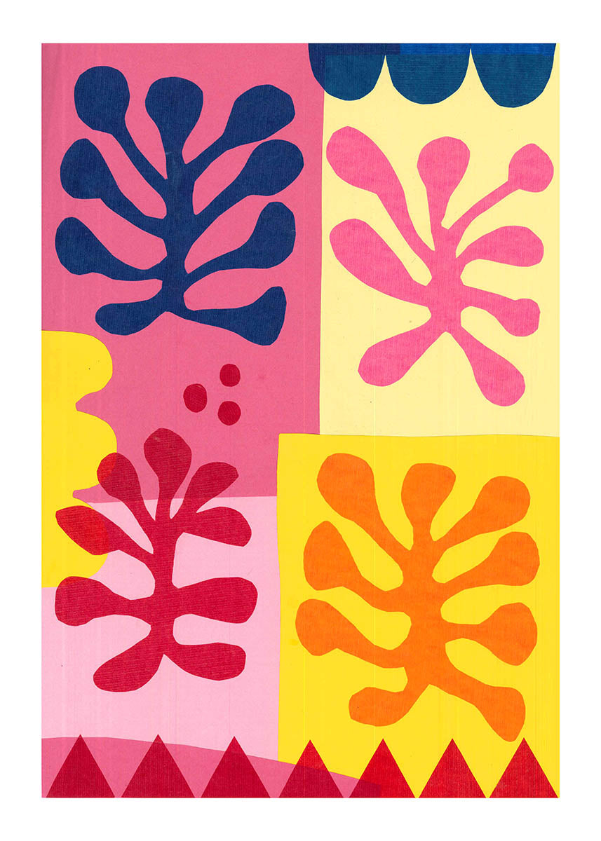 Vibrant Matisse-Inspired Leaf Cutouts Art Poster - Poster Wall