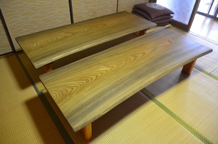 奥様との思い出と共に… 神代ニレ一枚板座卓(明和町N様邸 リメイク案件