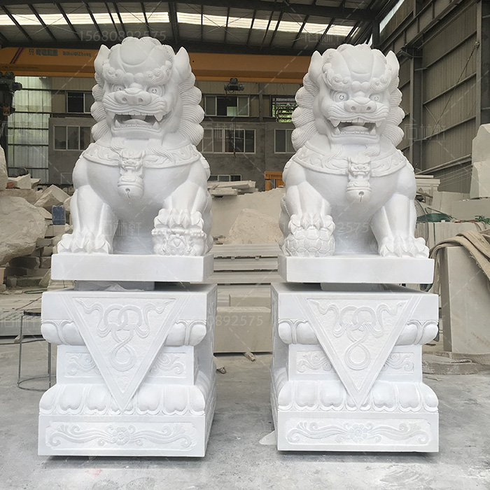 两米六汉白玉狮子（北方石狮子）产品案例_四川汉白玉栏杆,汉白玉雕刻