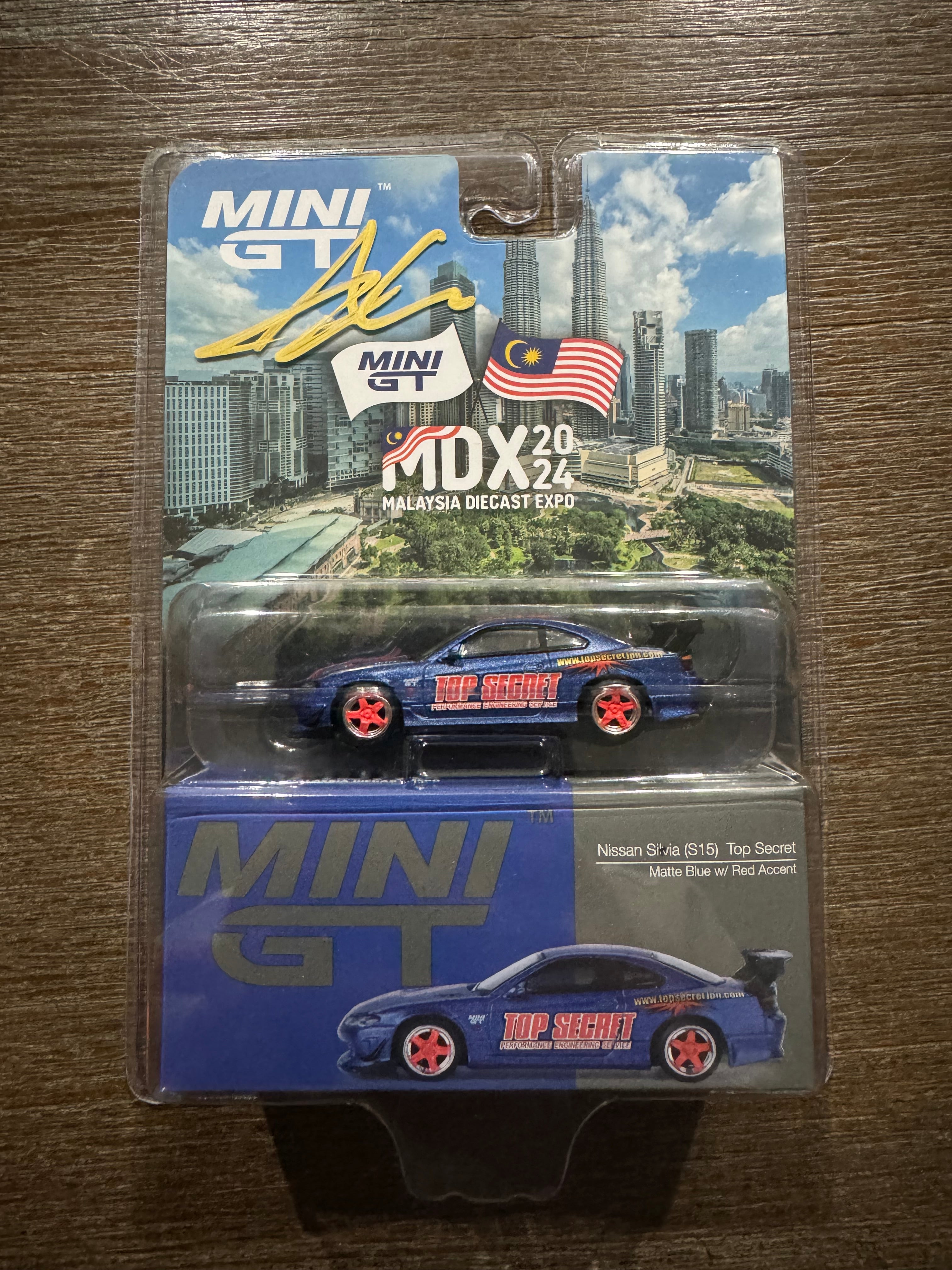 Mini GT Nissan Silvia (S15) Top Secret Matte Blue w/ Red Accent