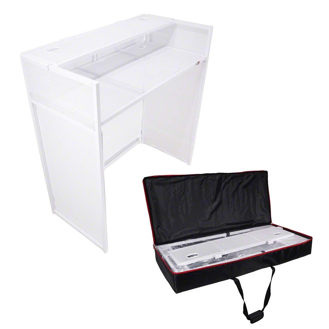 ProX VISTA Mobile DJ Booth Workstation, White Frame | StageDrop