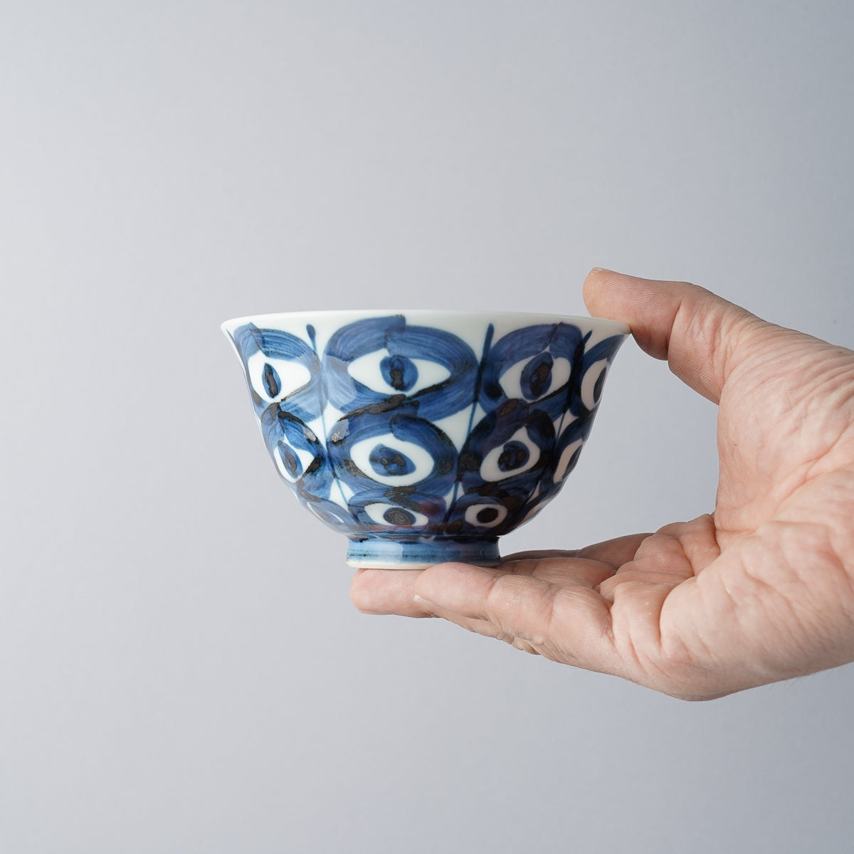 肥前吉田焼 染付八方割丸紋 六兵衛 ご飯茶碗 12cm 副正製陶所の通販