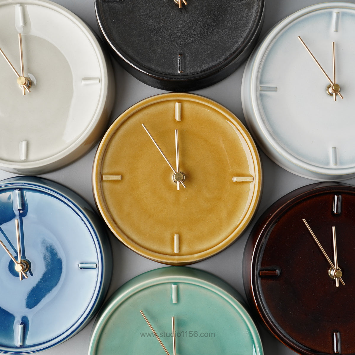 美濃焼 GLAZED CLOCK 陶器時計 壁掛け時計 電池&フック付 SUGYの通販