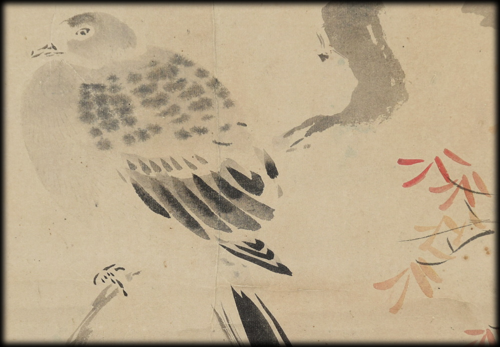 狩野古信「花鳥図」：B-2416[掛け軸]古美術谷口