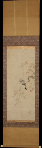 狩野古信「花鳥図」：B-2416[掛け軸]古美術谷口