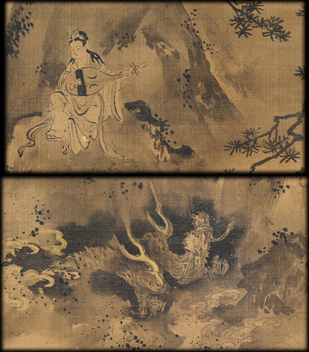 狩野晴川院養信「松竹梅七福神図 双幅」：C-691j[掛け軸]古美術谷口