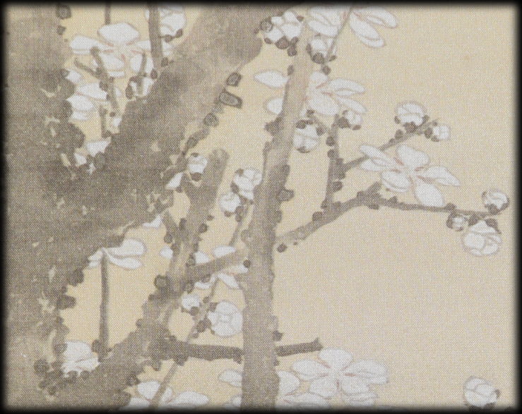葛飾北斎:原作「白梅図」：E-093j[工芸掛け軸]古美術谷口