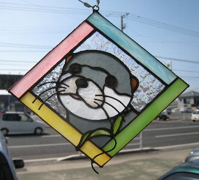 かわうそ君 パネル ステンドグラス 受注制作