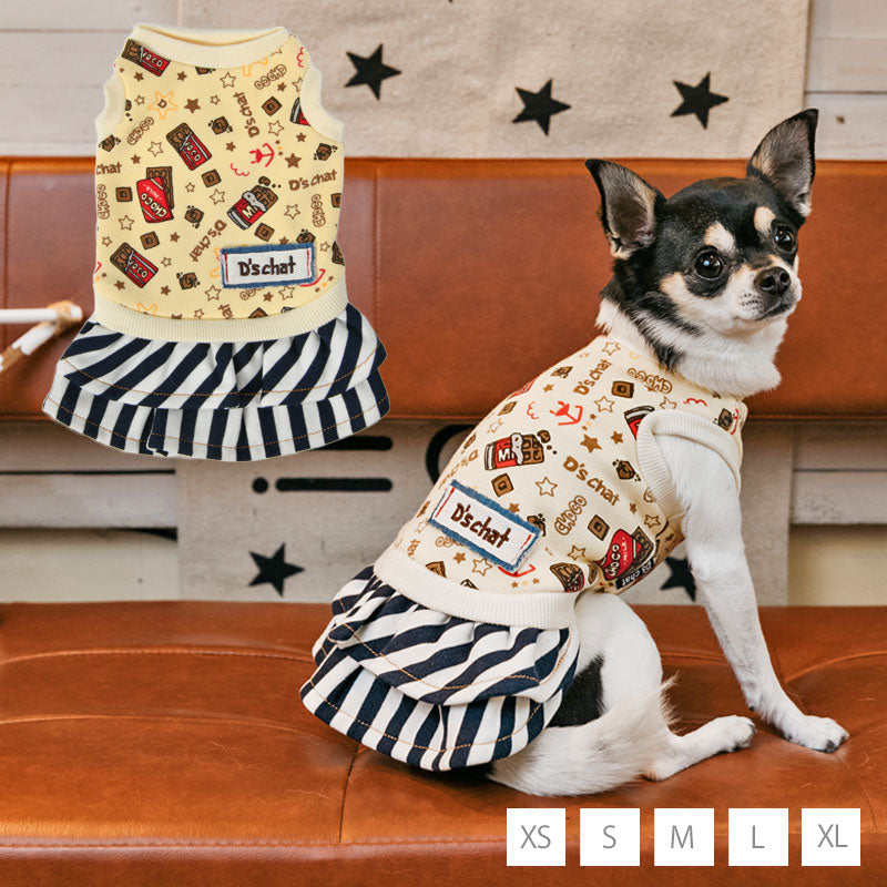 チョコレート柄ワンピ XS/S/M/L/XL D's Chat-ディーズチャット- 犬服