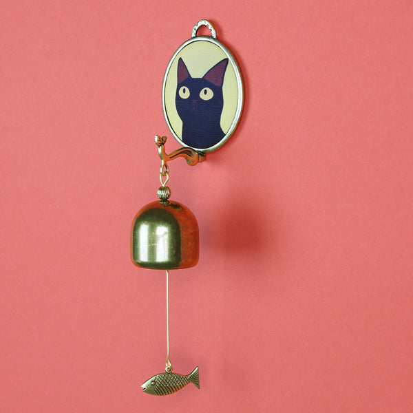 猫まっしぐらセレクト】KANNEKO 猫のドアベル-黒猫 イエロー|猫グッズ