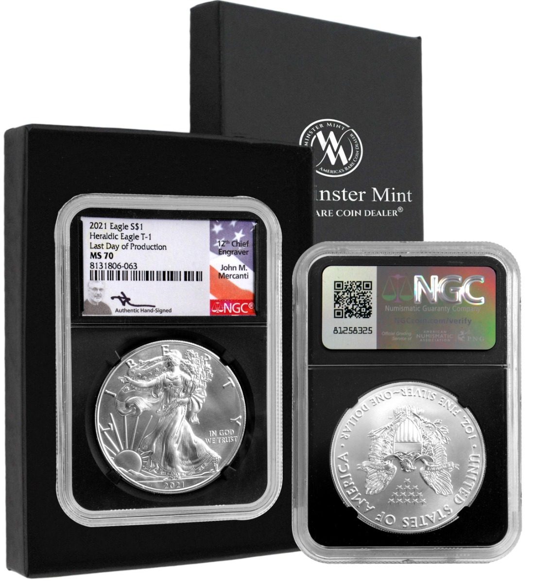 MS70 2021年 イーグル銀貨タイプ1 （緊急発行）フィラデルフィア 純銀