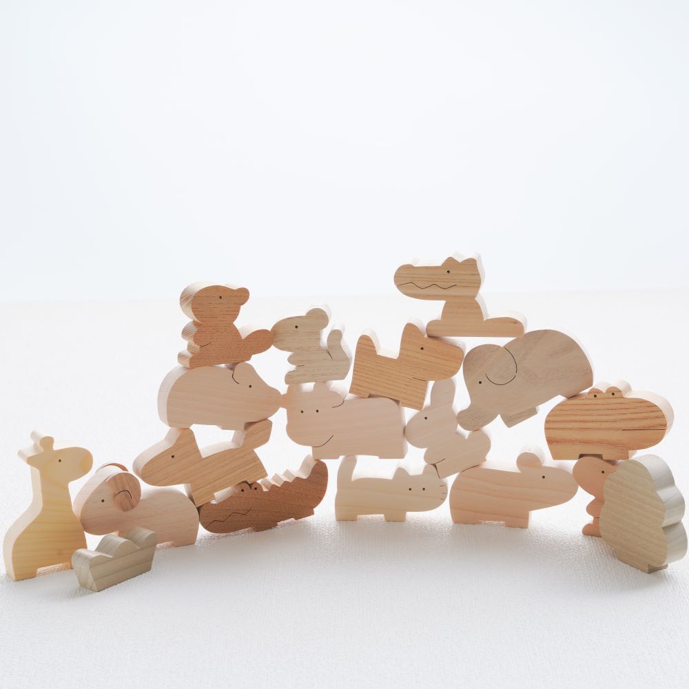 出産祝いや贈り物に動物の積み木 木のおもちゃ – なかよしライブラリー