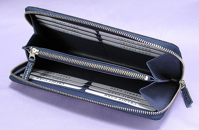 リザード長財布・ファスナー付（ネイビー） 商品詳細 オーストリッチ