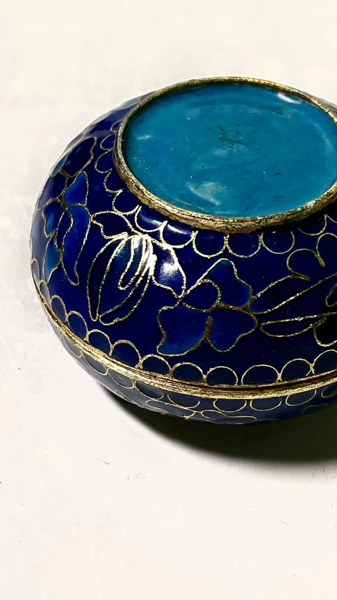 1487 中国 景泰藍 七宝 琺瑯 蓋置 3客 時代物 1487 中国 景泰藍 七宝