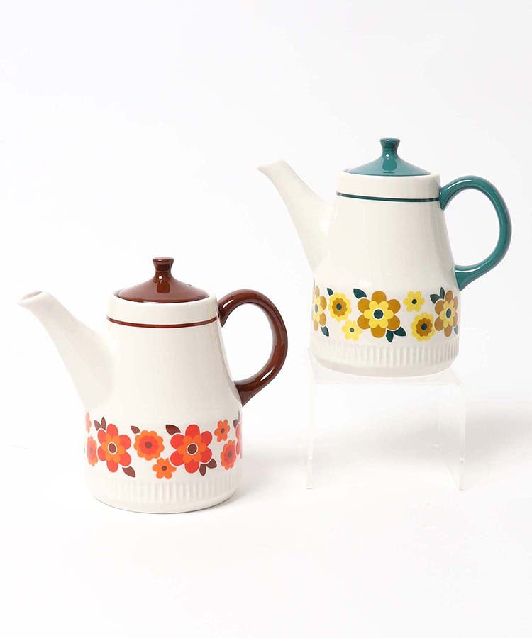 レトロティーポット 花柄 陶器 茶こし付き – Heartful Country