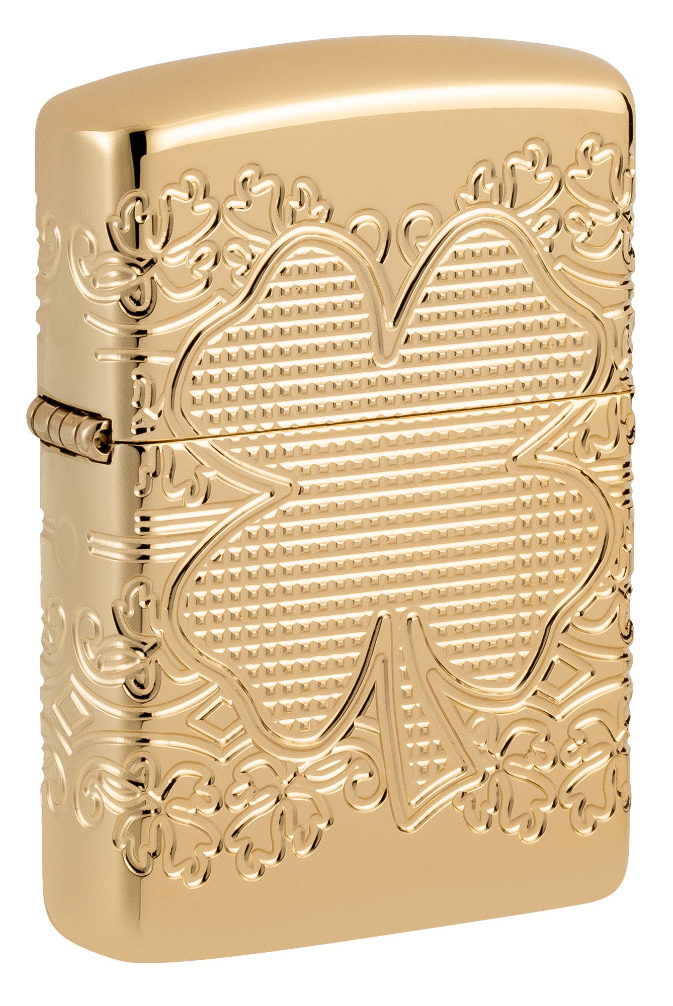 Zippo Lucky Clover Design Armor® High Polish Gold Plate Windproof