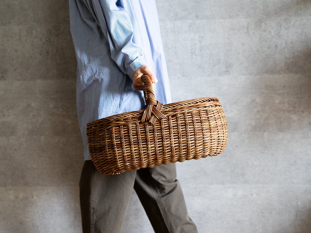 あけび蔓の手編みバスケット パンやお弁当の持ち運びに – 市川籠店